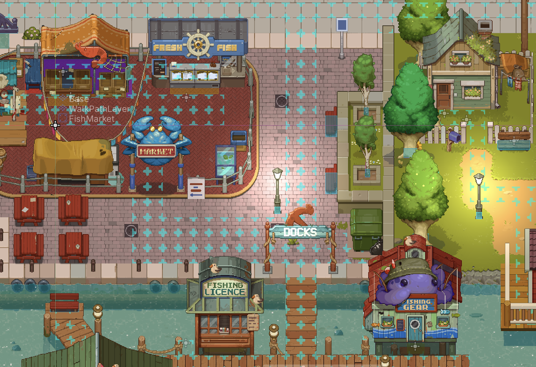 Navigation grid for NPC pathfinding in Sandpiper Point